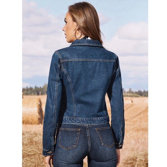 Dark Wash Blue Denim Jean Jacket - Picture 5 of 8